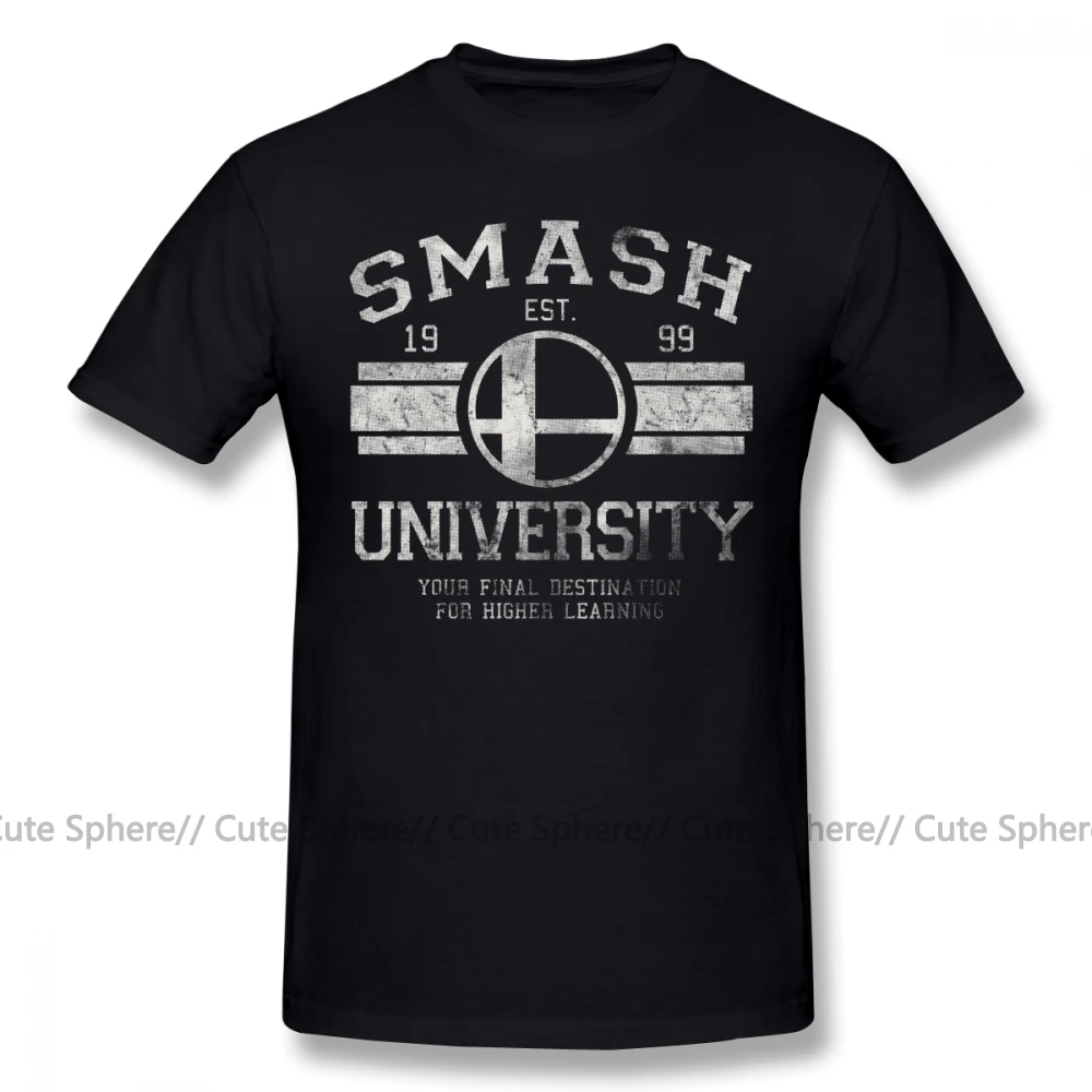 Супер Smash Bros футболка Smash Университет V2 Футболка мужская потрясающая футболка 100 хлопок пляжная негабаритная графическая футболка - Цвет: Black
