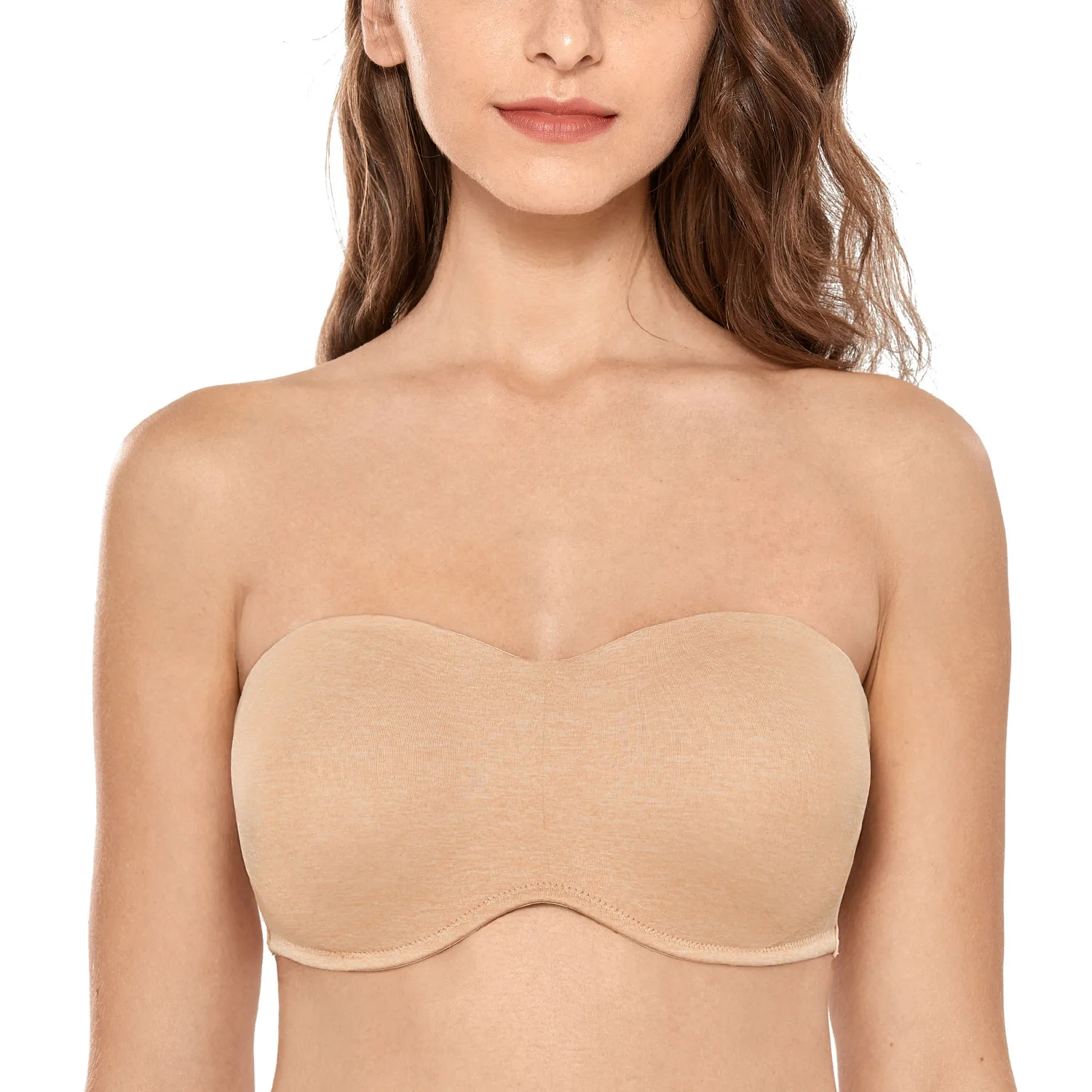 Oatmeal Heather07 Женский Гладкий бесшовный невидимый бюстгальтер на косточках без бретелек - Цвет: Oatmeal Heather07