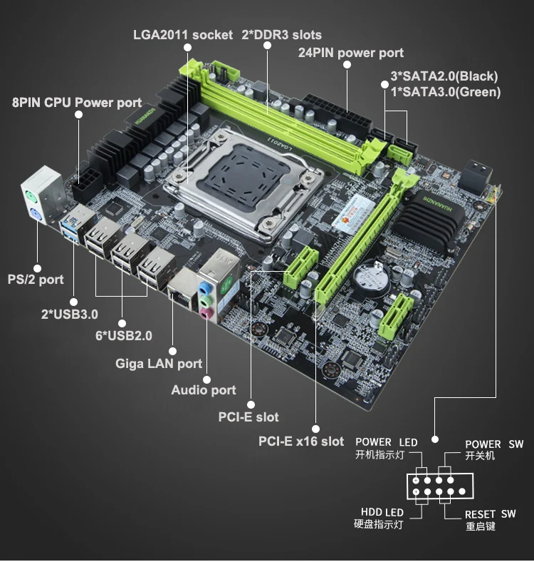 Материнская плата HUANANZHI X79 LGA2011 Micro ATX с двумя слотами M.2 тестирование порта SATA3.0