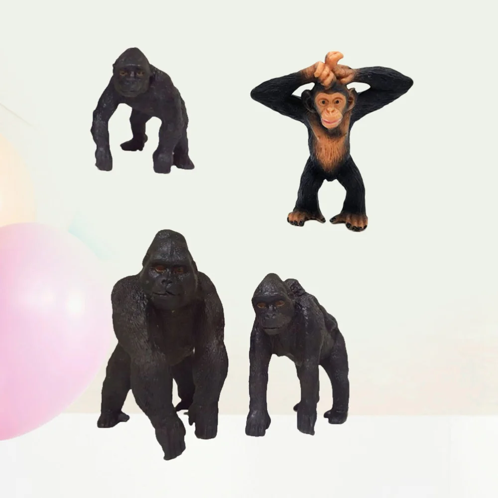 

4PCS Simulation Gorilla Model Static Animal Model Decor for Children Kids Boy