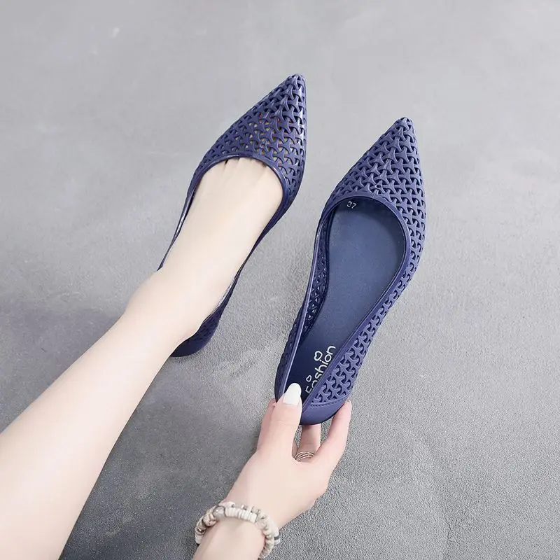 Женские сандалии желе на плоской подошве пляжные мягкие повседневные с