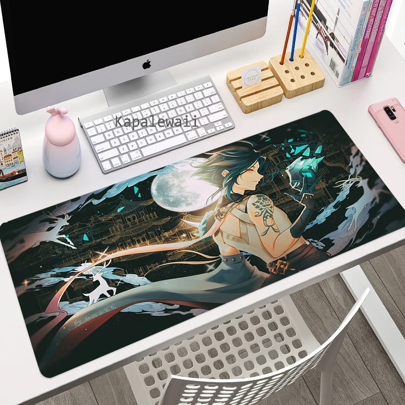 kawaii genshin impact large gaming mouse pad pc gamer computer rubber anime cute mouse pad cartoon keyboard game laptop desk mat free global shipping