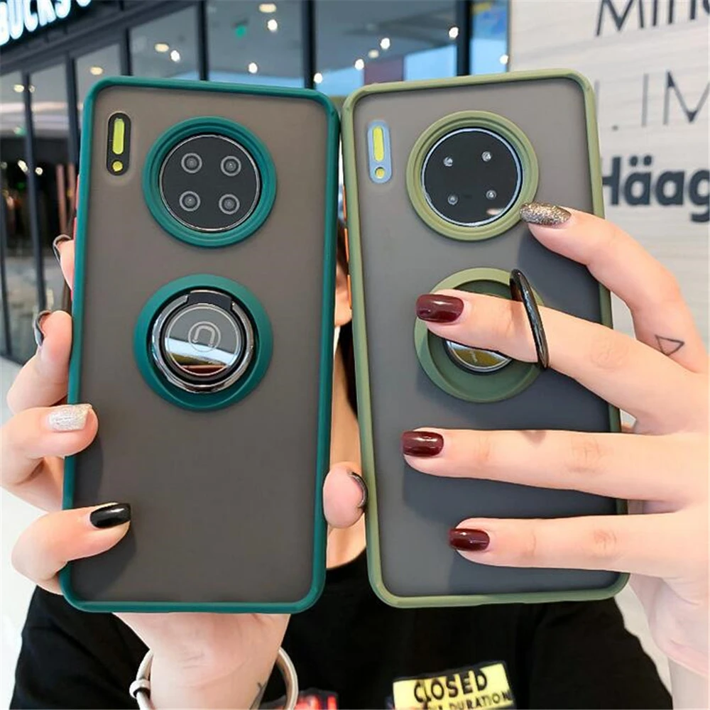 Прозрачный чехол для телефона с кольцом на палец Huawei Mate30 Pro P40 30 матовый из ТПУ