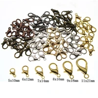 50pcs 10 12 14 16 18 21 mm metal lobster claw clasp hooks for necklacebracelet end connectors chain diy jewelry making findings