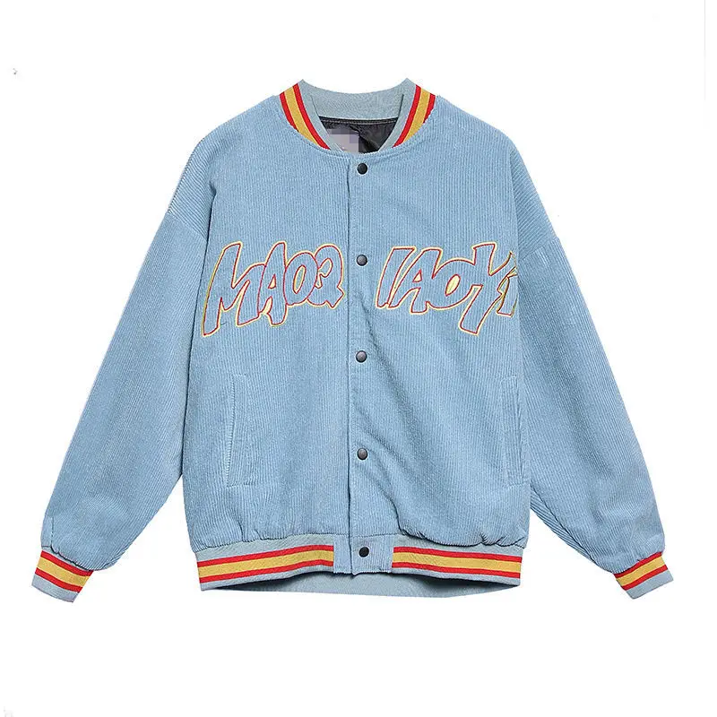 

2021 Spring And Autumn New Couple's Coat Loose And Thin Corduroy Embroidery Tide Brand Baseball Uniform Jacket For Men And Women