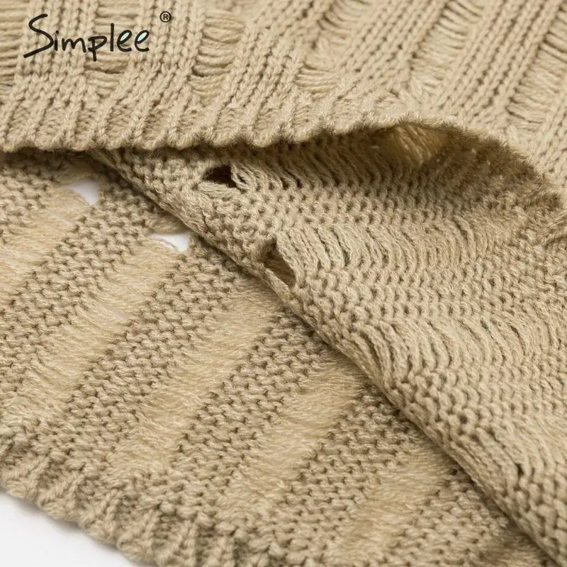 Simplee Vintage hollow out autumn sweater women Elegant loose female winter pullover sweaters Solid office ladies jumpers 2019 | Женская