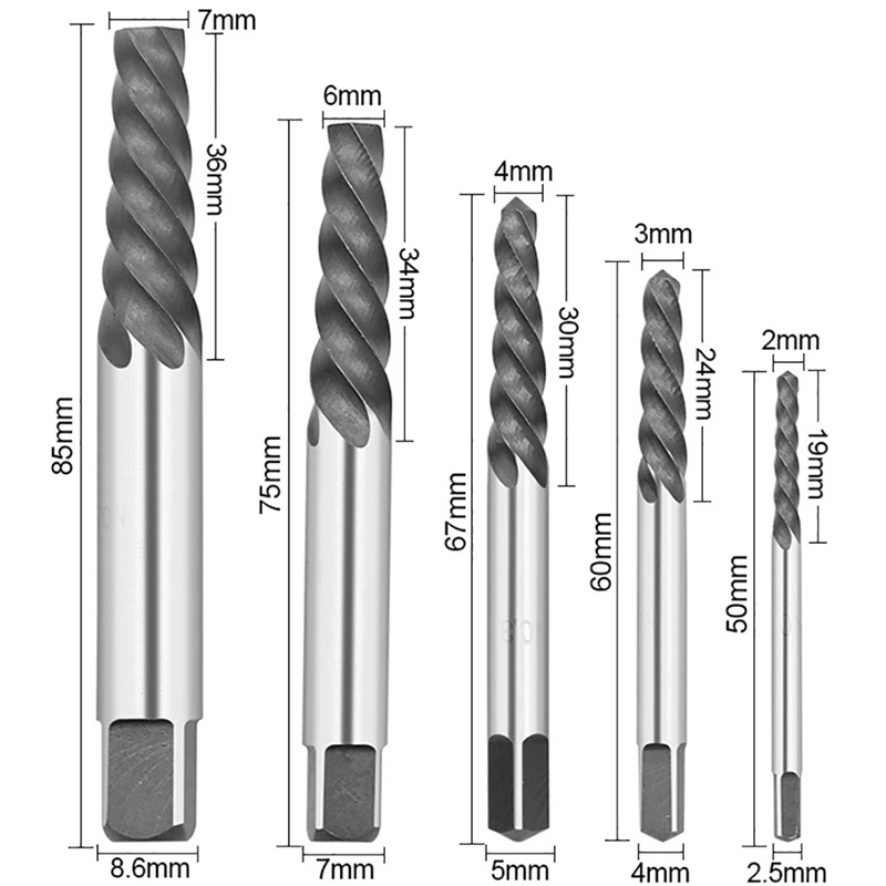 

10Pcs Left Hand Drill Bit Set, Spiral Flute Extractor Set Broken Bolt Remover, Easily Remove Stripped or Damaged Screws