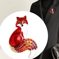 exquisite rhinestone enamel fox brooch animal pin fashion ladies party casual wear accessories accessories