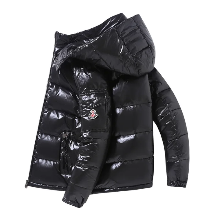 

Shiny white duck down down jacket hooded youth lovers thick warm and cold jacket handsome trend