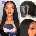 Парик из искусственной кожи на шнуровке спереди, 5 Х5, бразильские прямые человеческие волосы Yaki без клея, плотность 200 для черных женщин, Luffywig