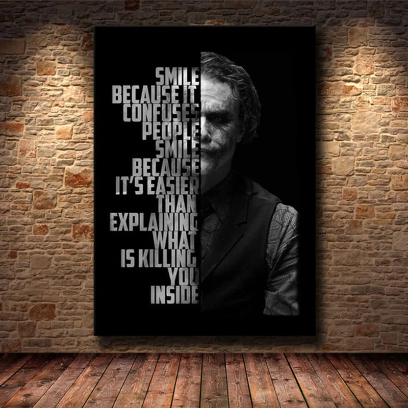 

Joker Art Prints Motivation Canvas Picture Office Home Decor Paintings for Interior Modern Home Room Decor Frameless Painting