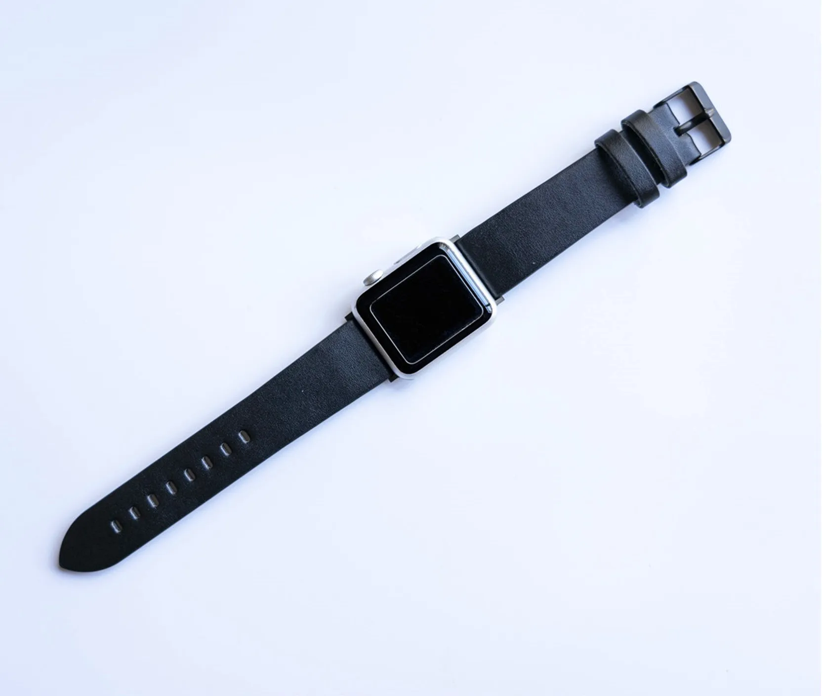 Ремешок для часов из мягкой телячьей кожи повседневный черный браслет Apple Watch Band 44