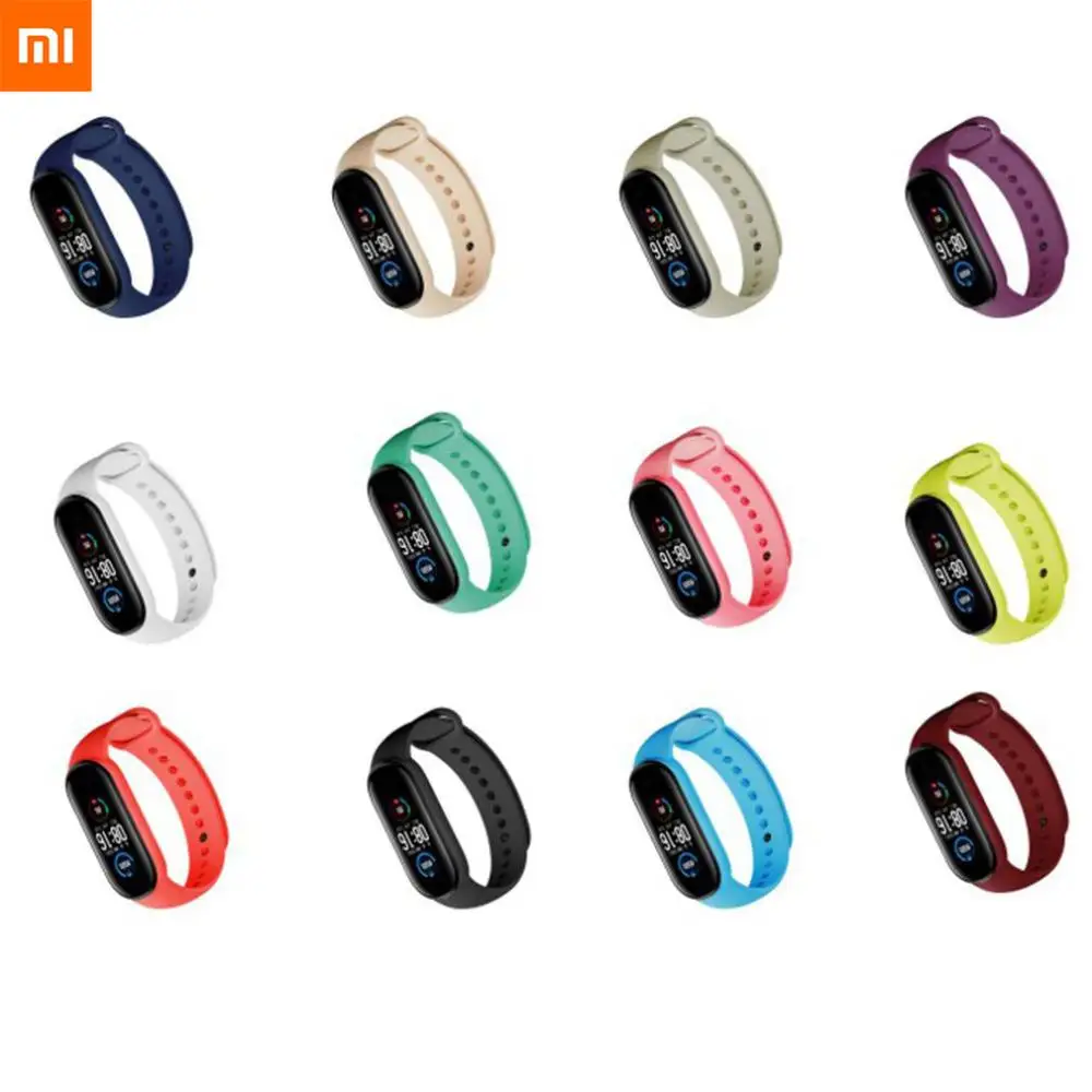 Ремешок для браслета Xiaomi Mi Band 5 цветные ремешки Аксессуары сменный силиконовый