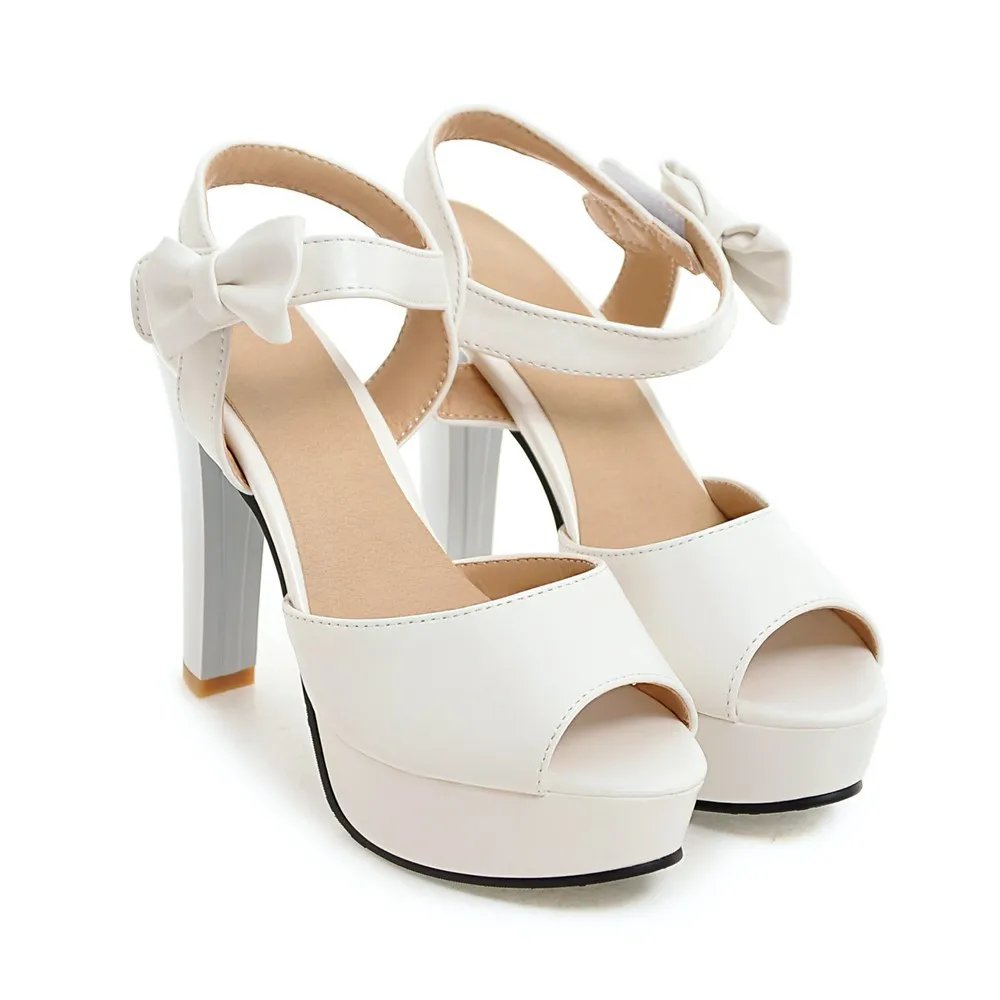 

Sweet bow candy shoes College sandals water platform thick high heeled shoes large size shoes