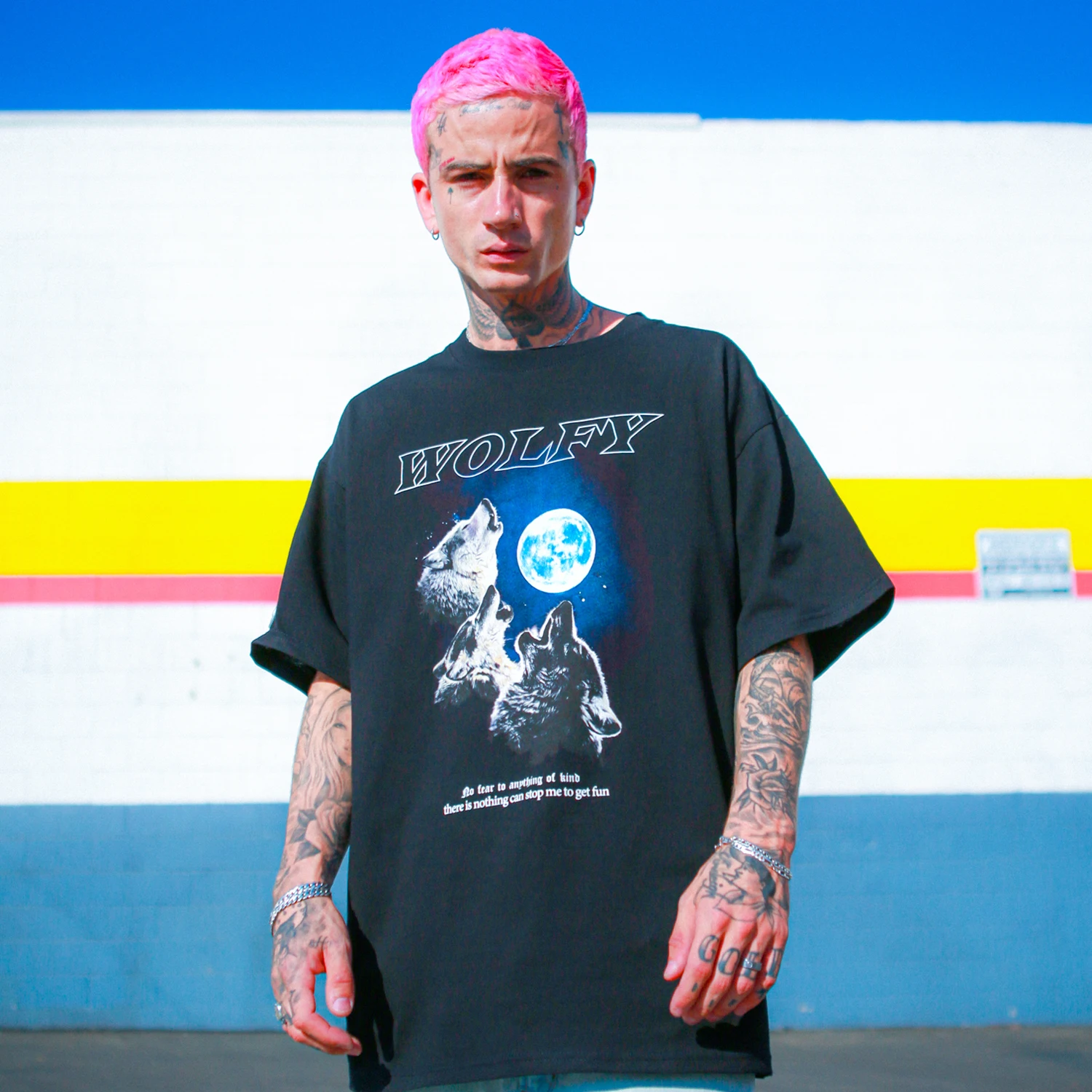 Мужская футболка с коротким рукавом Moon Wolf повседневная хлопковая Футболка