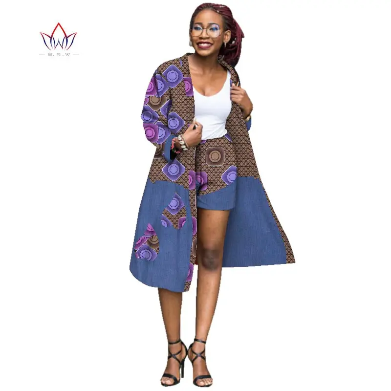 

2020 Outerwear Summer African Trench Coat And Short For Women Plus Size Dashiki Africa Traditional Clothing Casual Cotton WY2865