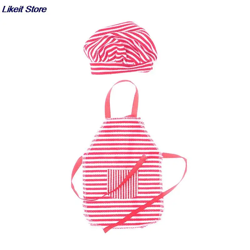 Hot sale 1 Set Santa Couture Clothing for Elf Doll Striped Apron Hat Christmas Toys Accessories