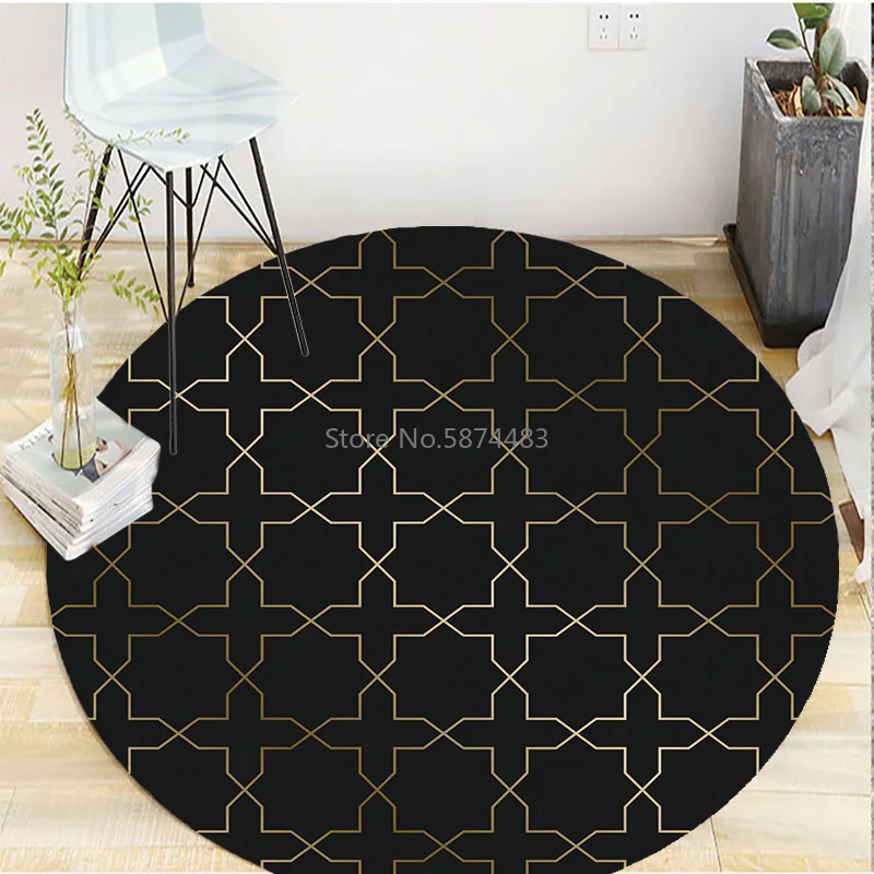 Геометрический напольный ковер скандинавский круглый коврик с принтом