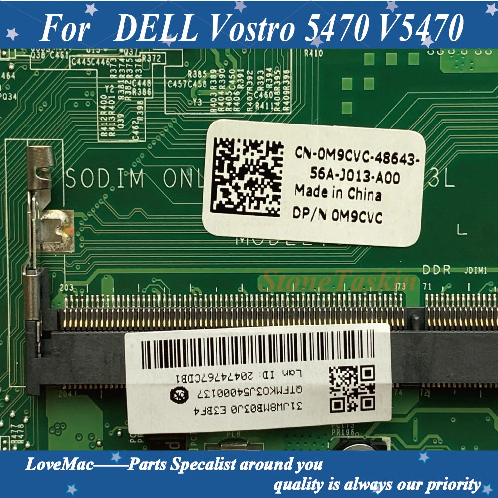 Высококачественная материнская плата для ноутбука DELL Vostro V5470 5470 CN-0M9CVC DAJW8CMB8E1 SR1EN I3-4030U DDR3L 100% проверена.