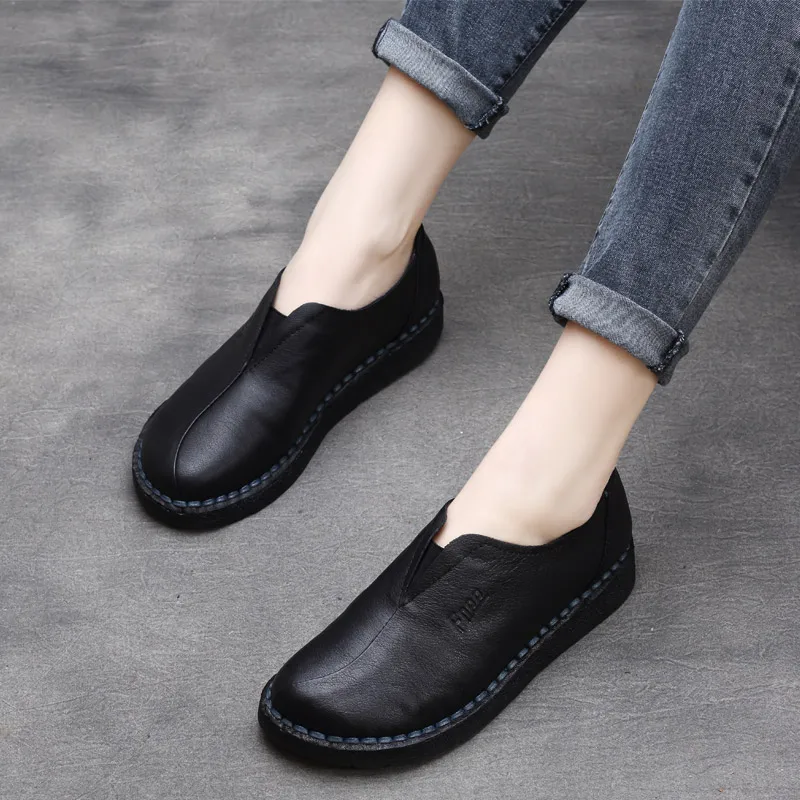 Женские лоферы Повседневная обувь из мягкой кожи Женская ручной работы