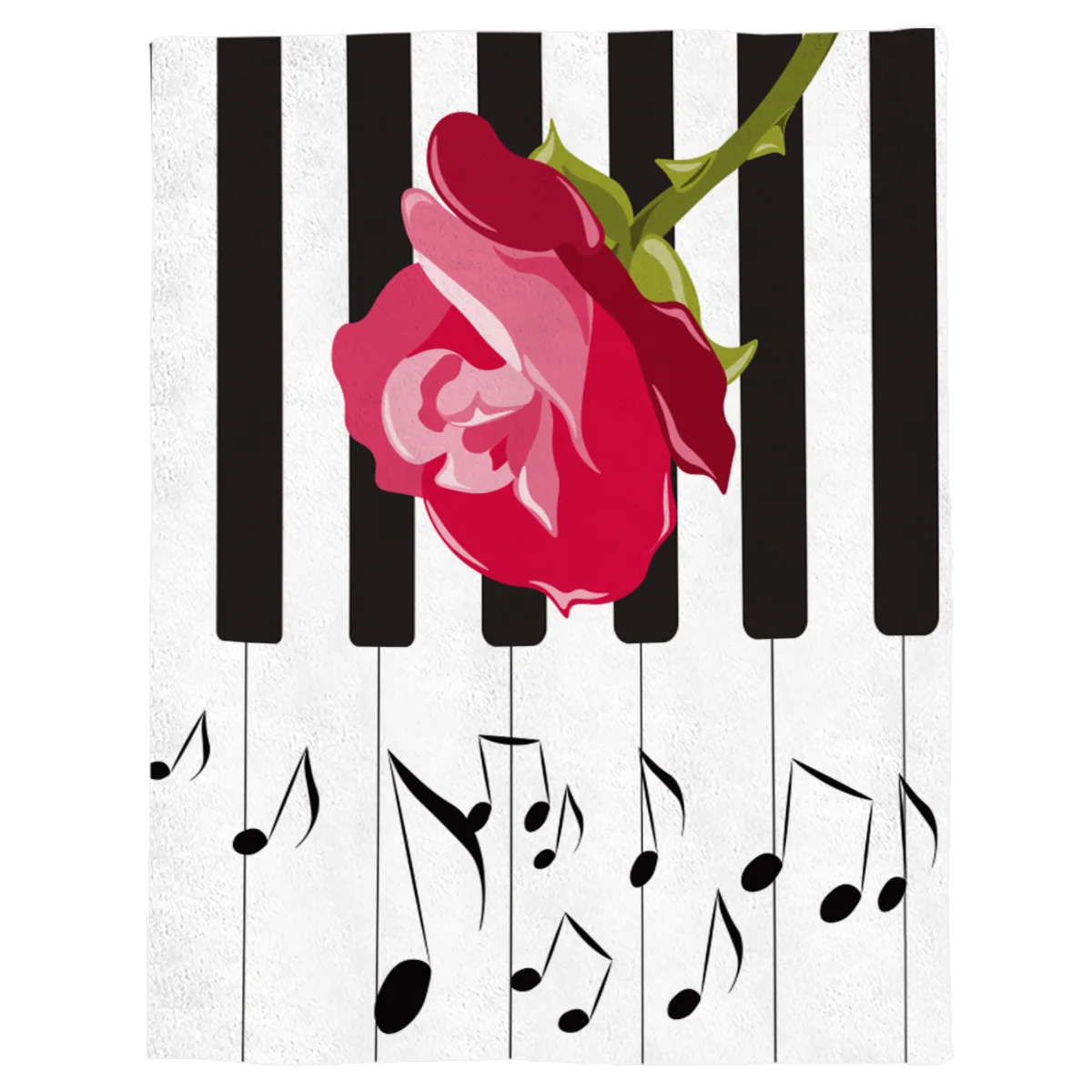 Мягкое теплое Флисовое одеяло кораллового цвета пианино музыка розы любовь