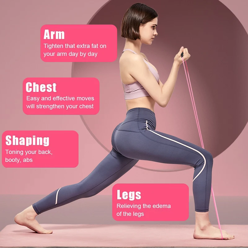 TMT Resistance Band Gambar 8 Yoga Peregangan Gym Olahraga Kebugaran dengan Tabung Elastis Tebal Latihan Kekuatan Latihan Rumah