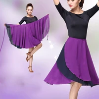 dance skirt women long chiffon ballet skirts adult ballroom dance skirt black burgundy ballet costume waist tie dress