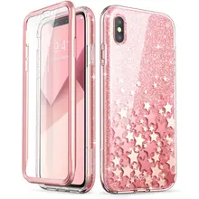 I-BLASON For iPhone Xs Max Case 6.5 inch Cosmo Series Full-Body Glitter Marble Bumper Case with Built-in Screen Protector