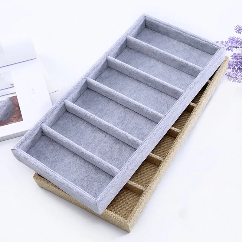 

Sunglasses Display Box 6 Grids Linen/Velvet Jewelery Display Packaging Props Jewellery Organizer Tray Fashion Cases Packaging