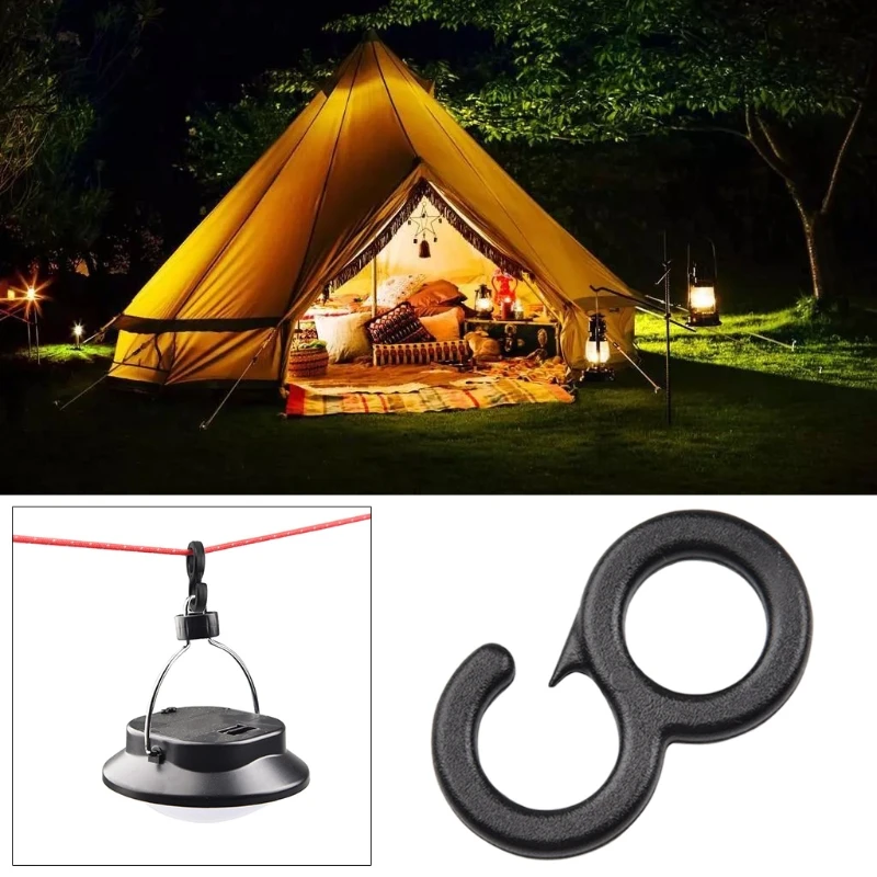 Fixed Canvas Outdoor Hiking Hook Camping Tent Accessories Black Plastic