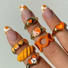 Цветное кольцо в форме сердца Y2K, кольцо в форме сердца, оптовая продажа, ювелирные изделия, набор из цветов и растений карамельных цветов, женские милые модные украшения