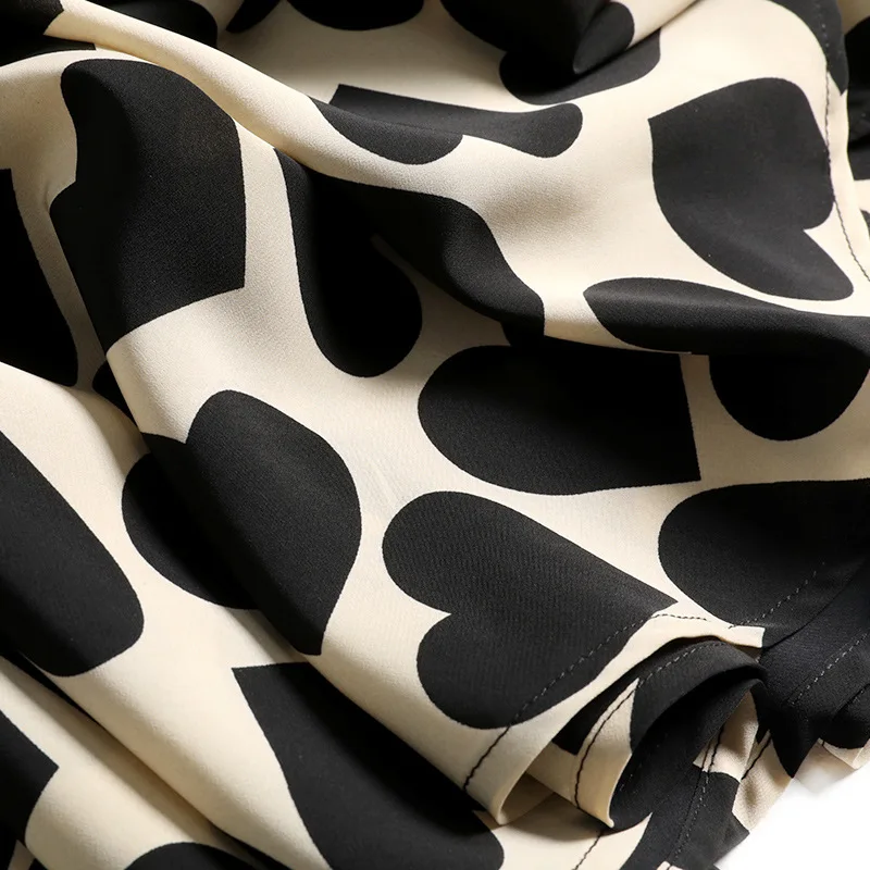 Осенне-зимняя юбка с принтом в виде сердечек Хлопковая эластичной резинкой на