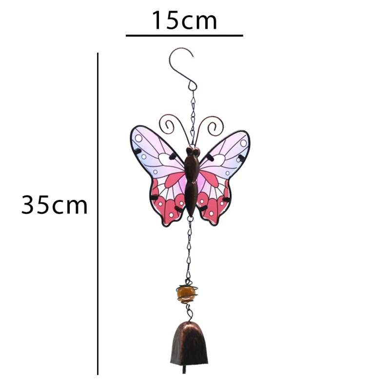 

Butterfly Wind Chimes Outdoor Solar Iron Crafts Home Decor Hanging Decorative Romantic Patio Lights New Arrival