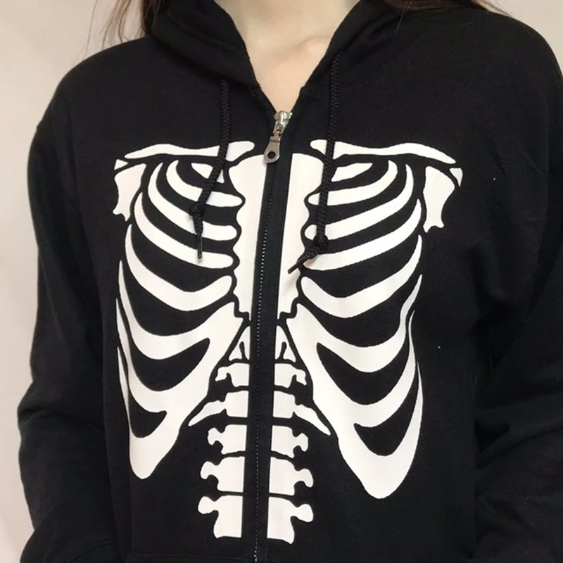 

90s Graphic Print Hoodies Vintage Women Harajuku Gothic Streetwear Coat with Hooded Women Zipper Up Long Sleeve Sweatshirt