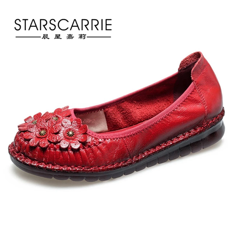 

Тонкие туфли на плоской подошве; Женские кожаные туфли из мягкой телячьей кожи; Кожаные туфли для мам; Сезон весна-осень