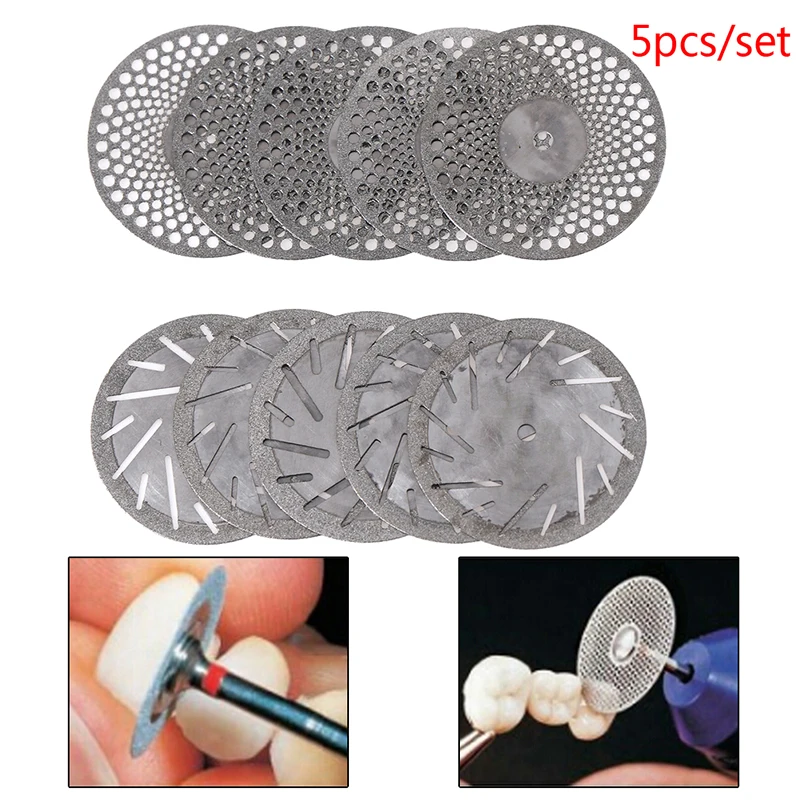 

5pcs Dental Thin Ultra-thin Double Sided Sand Diamond Cutting Disc With Mandrel For Separating Polish Ceramic Teeth Whitening