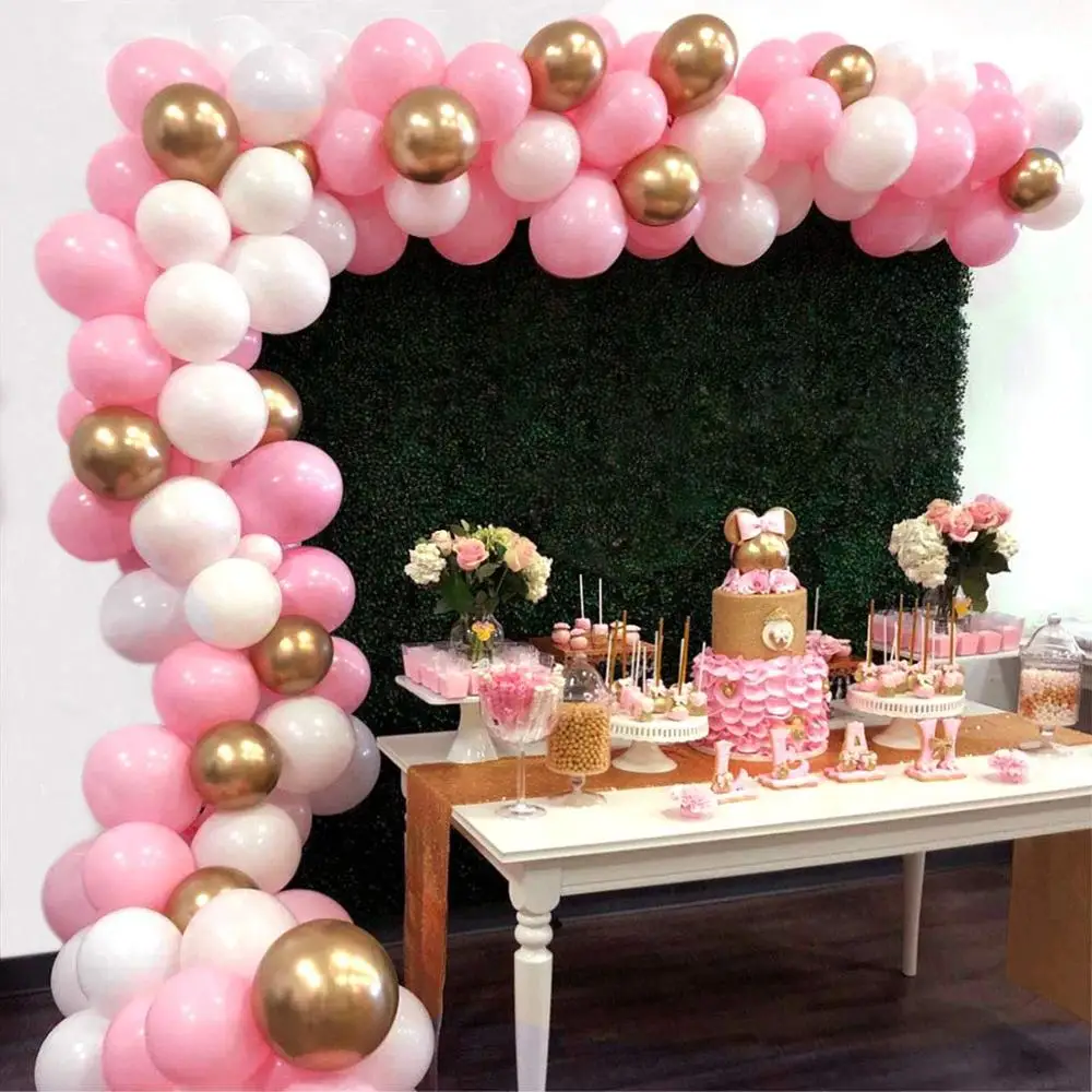 

Воздушные шары для девочек, латексные, розовые, белые, золотистые, 117 шт., арочный комплект