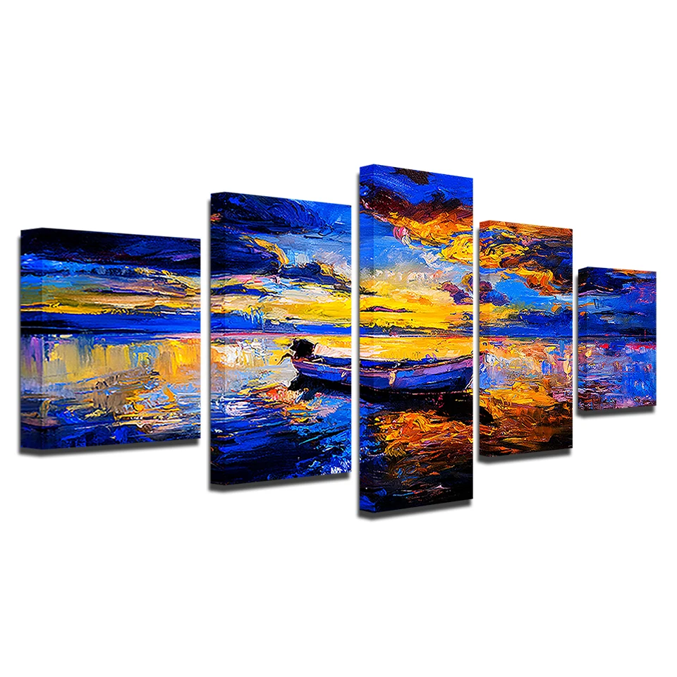 Холст HD принты Гостиная домашний декор рамки 5 шт. абстрактный корабль на море