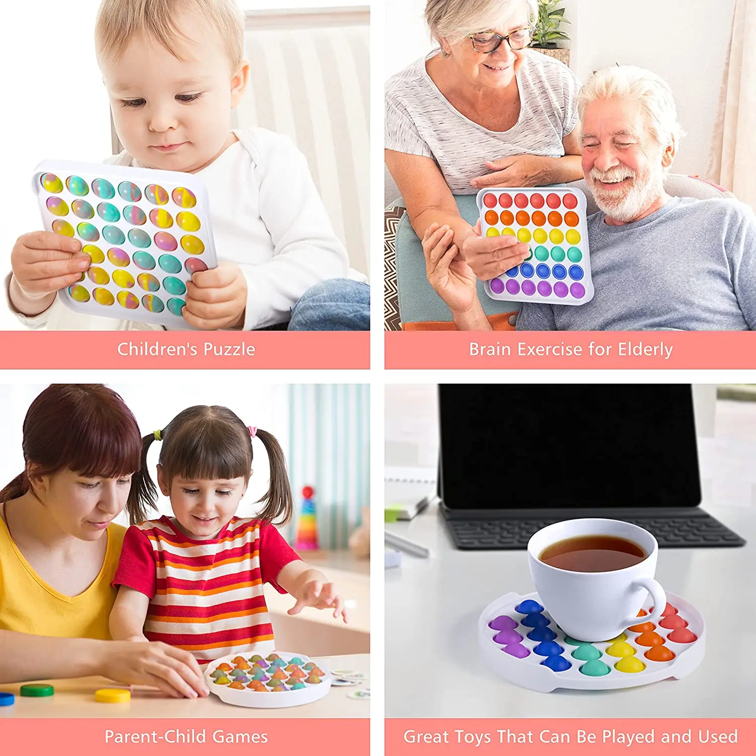 Pop It-juguete para empujar con la mano, juguetes sensoriales de silicona para apretar, regalo antiestr&eacute;s, burbuja para aliviar el estr&eacute;s y la ansiedad-3