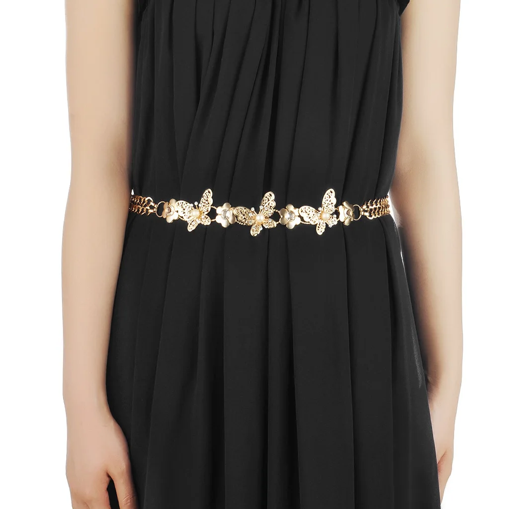 

Sparkle Jewelry Chain Belt Women's Pearl Rhinestone Butterfly Wedding