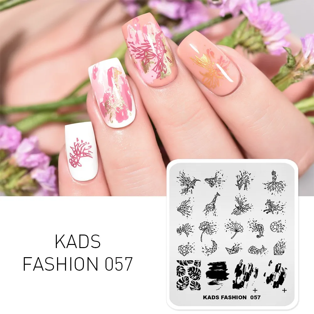 Fashion 057 KADS шаблон для дизайна ногтей 63 дизайна модная серия Различные стили больше вариантов шаблон для штамповки ногтей пластины для дизайна ногтей трафареты - Цвет: Fashion 057