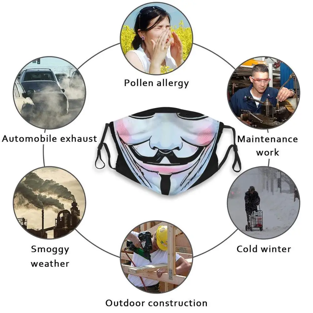 V для Vendetta Маска многоразовая маска рта фильтр крутые смешные маски Джейсон