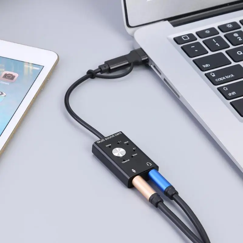 USB-C саундкарта USB 2,0 аудио интерфейс внешний адаптер для ноутбука PS4 гарнитура Поддержка win 2000/2003/XP/Vista