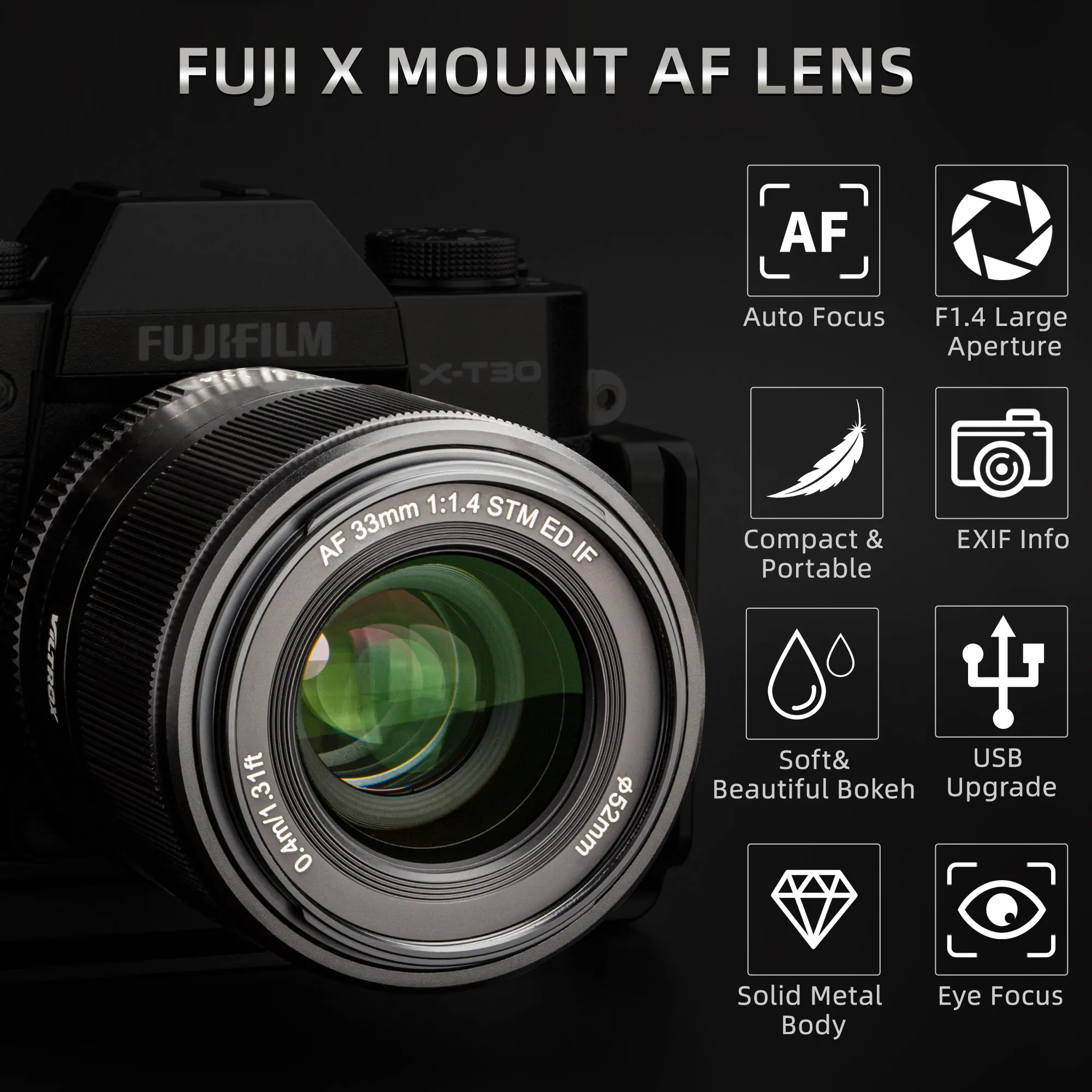 Viltrox 33 мм F1.4 XF автоматическая фокусировка портретный объектив с широкой