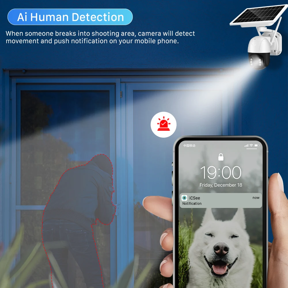 Wi Fi солнечный Камера открытый 3MP PIR обнаружения человека двухстороннее аудио