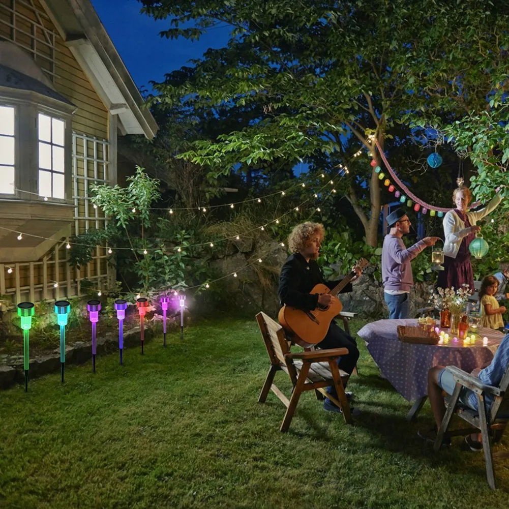 

24pcs Garden Lawn Solar Lights LED Powered Outdoor Walkway Guide Landscape Lamp Buried Lighting Stairs with Seven Colors