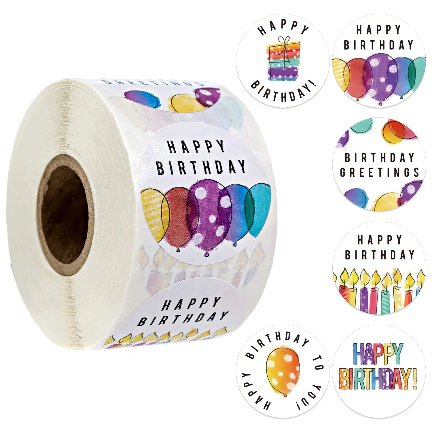 

500pcs/roll Happy birthday stickers Handmad sticker Stationery Envelope Sealing label DIY Gift Packing Adhesive Sticker 1.5inch
