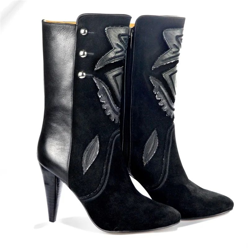 Женские зимние сапоги из натуральной кожи качественные замшевые ботильоны с