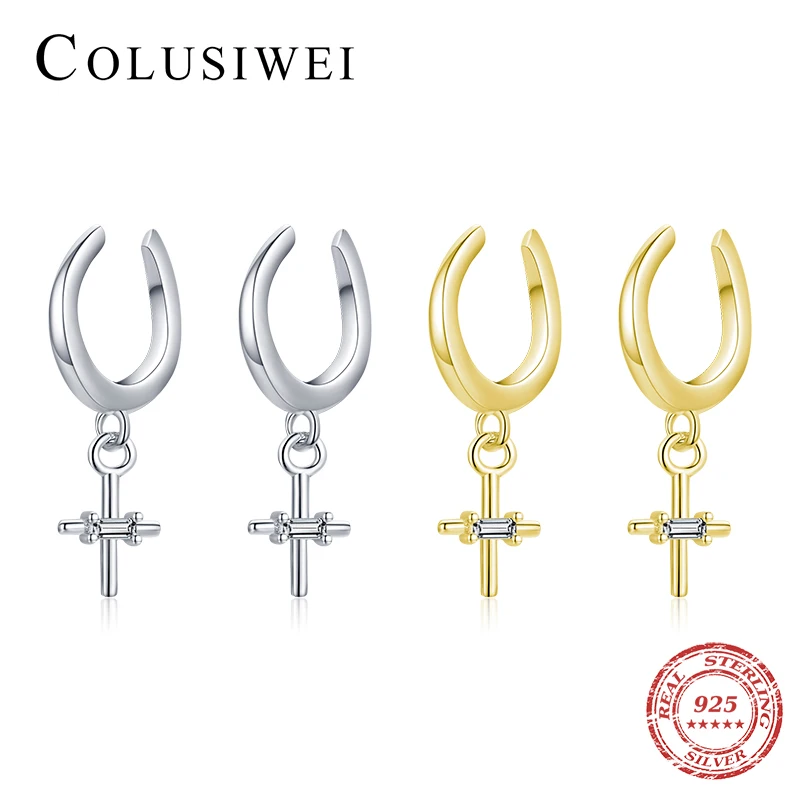 

COLUSIWEI Tiny Clip Earrings For Women Authentic 925 Sterling Silver Simple Ear Clip Minimalist Fine Jewelry Fashion Accessories