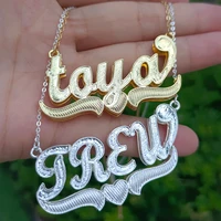 wholesale customized name necklace hip hop double pendant golden colour necklace silver colour necklace fashion jewelry gift